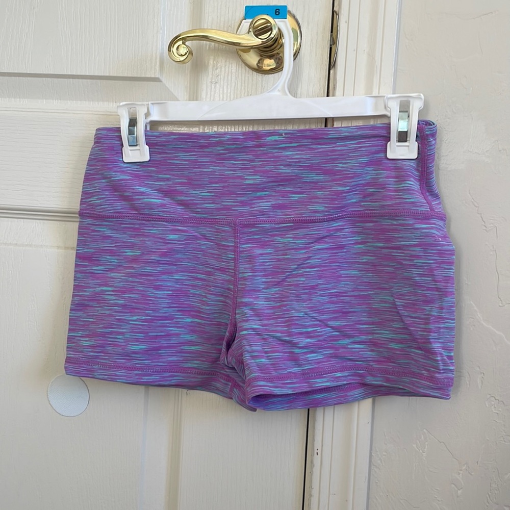nylon spandex. size small. fun colors!